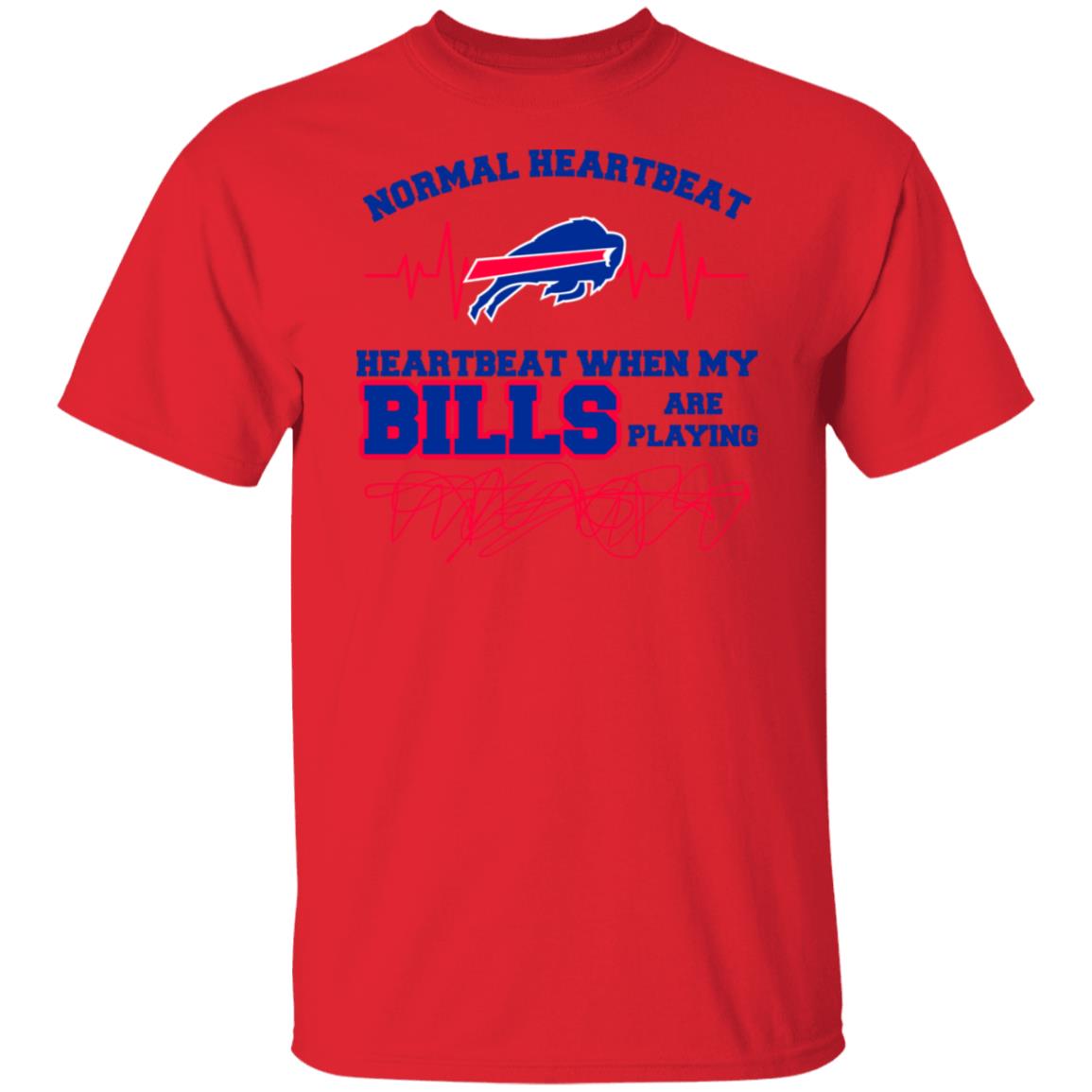 "Buffalo Bills Heartbeat Fan T-Shirt – Show Your Passion!"