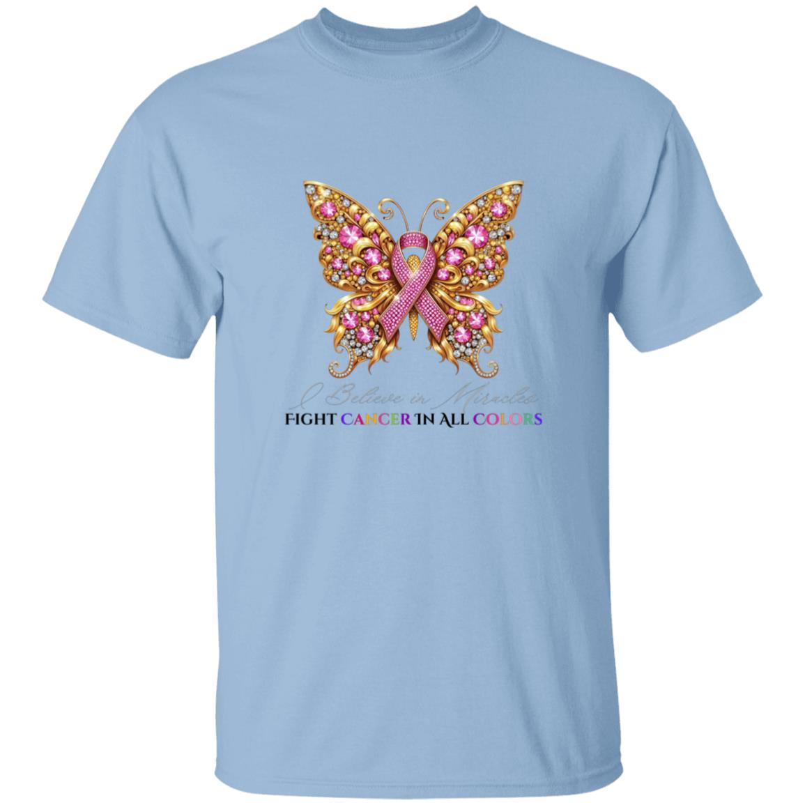 "I Believe in Miracles" Gold Butterfly Cancer Awareness T-Shirt