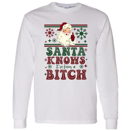 Santa knows bitch "Santa Knows I’m a Bad B*tch T-Shirt – Fun & Sassy Christmas Tee"