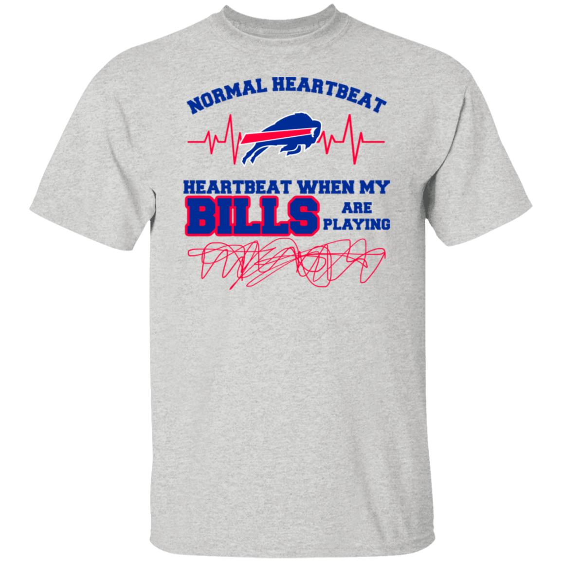 "Buffalo Bills Heartbeat Fan T-Shirt – Show Your Passion!"