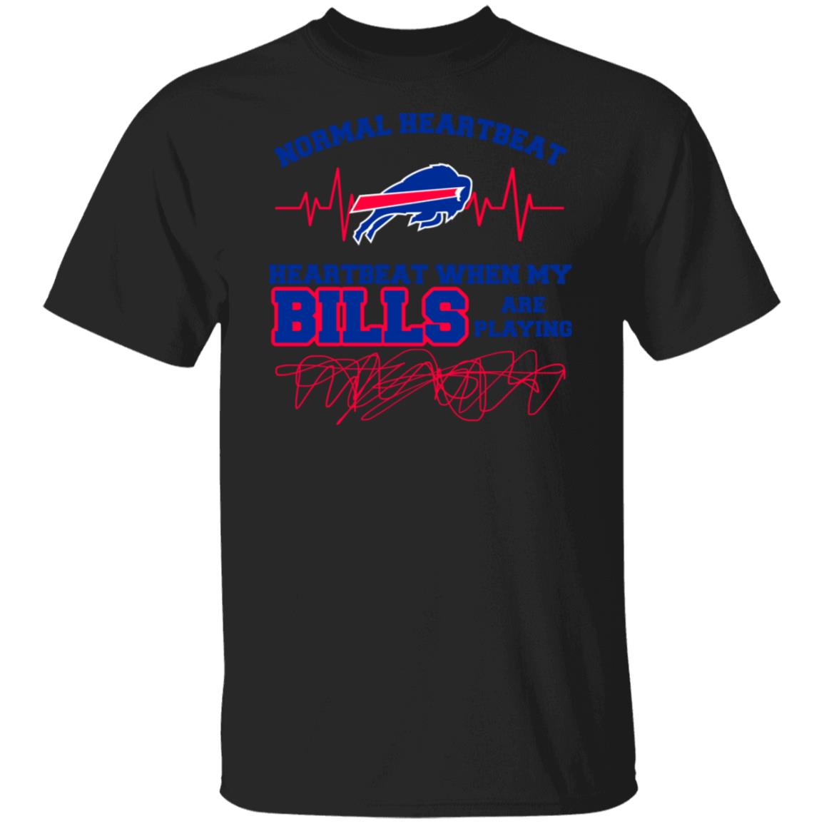 "Buffalo Bills Heartbeat Fan T-Shirt – Show Your Passion!"